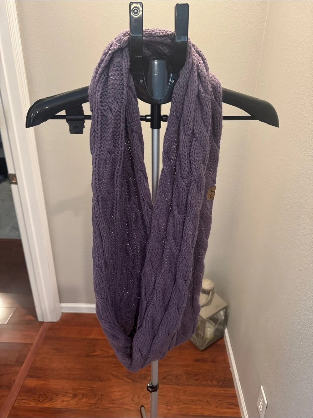 C.C Dusty Lavender Cable Knit Infinity Scarf